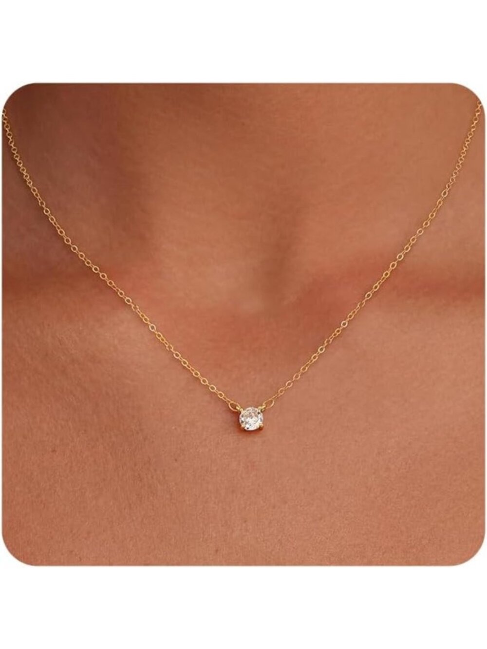 Dainty 14k Gold Plated & Silver Cubic Zirconia Necklaces for Women - Elegant
